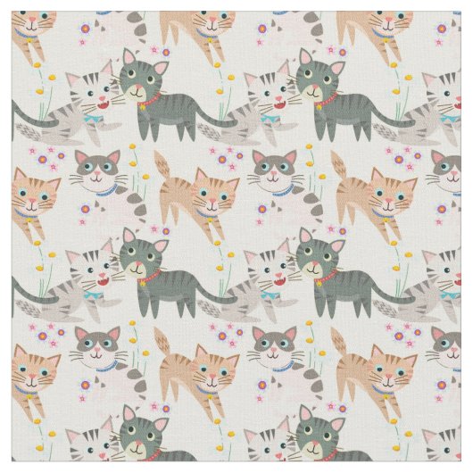 Super Cute Cat Fabric Stof (Close Up)