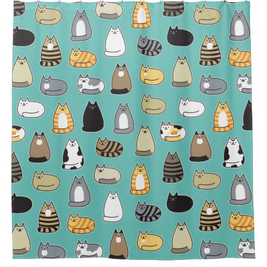 Super Cute Cat Pattern, kies uw kleur Douchegordijn (Voorkant)