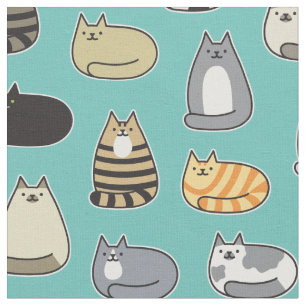 Super Cute Cat Pattern, kies uw kleur Stof