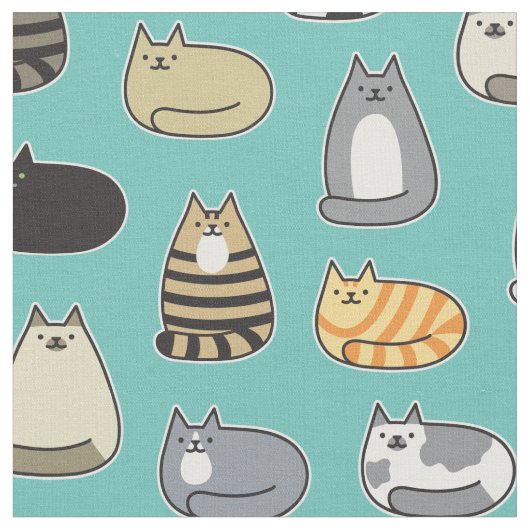 Super Cute Cat Pattern, kies uw kleur Stof (Close Up)