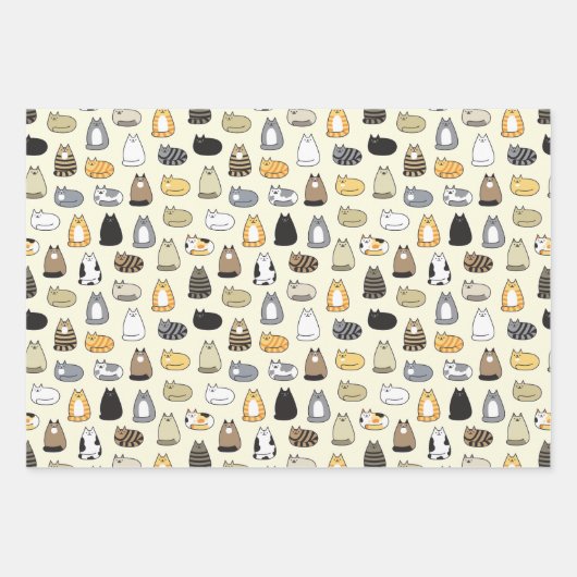 Super Cute Cat Pattern, kies uw kleuren Inpakpapier Vel (Voorkant 3)