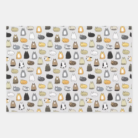 Super Cute Cat Pattern, kies uw kleuren Inpakpapier Vel (Voorkant 2)