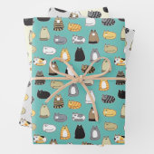 Super Cute Cat Pattern, kies uw kleuren Inpakpapier Vel (In situ)