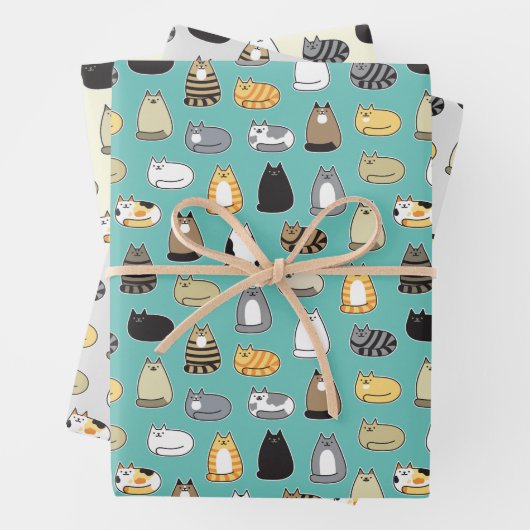 Super Cute Cat Pattern, kies uw kleuren Inpakpapier Vel (In situ)