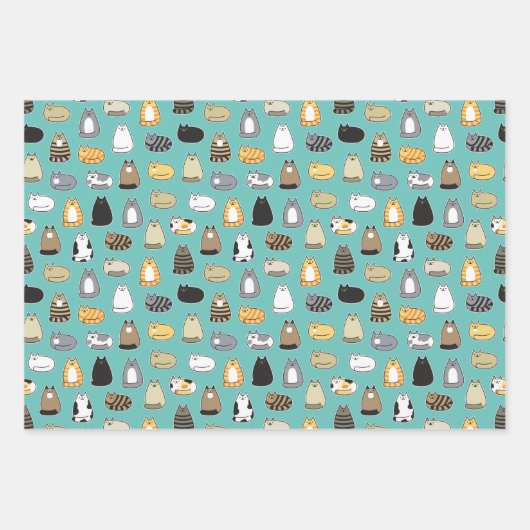 Super Cute Cat Pattern, kies uw kleuren Inpakpapier Vel (Voorkant)