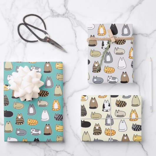 Super Cute Cat Pattern, kies uw kleuren Inpakpapier Vel (Voorkant)