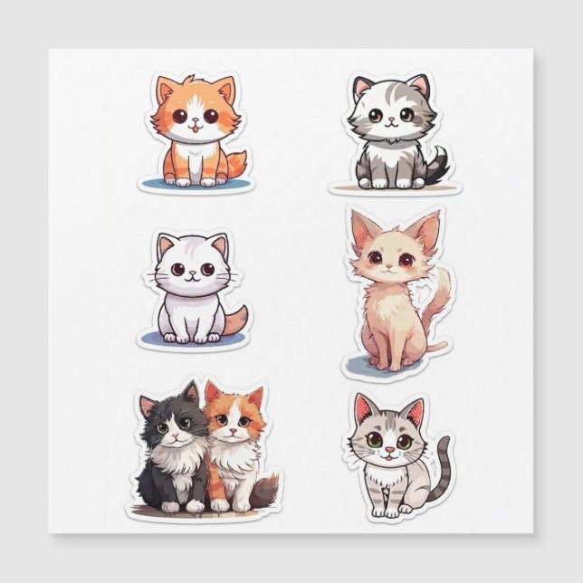 Super Cute Chibi Kitten Stickers Collectie - Pakke (Voorkant)