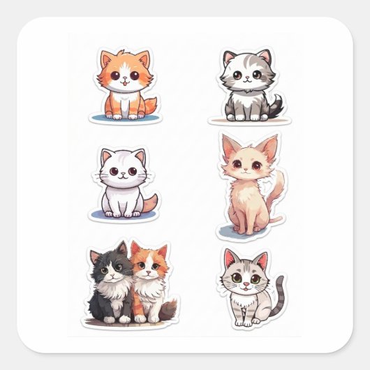 Super Cute Chibi Kitten Stickers Collectie - Pakke (Voorkant)