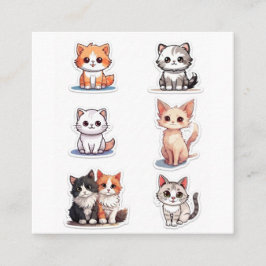 Super Cute Chibi Kitten Stickers Collectie - Pakke Vierkante Visitekaartje