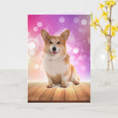 Super Cute Corgi Birthday Kaart (Gele Bloem)