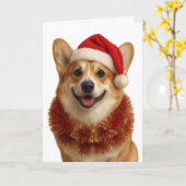Super cute Corgi Christmas card Kaart (Gele Bloem)