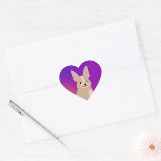 Super Cute Corgi Heart Sticker (Envelop)