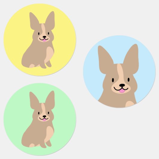 Super Cute Corgi-Stickers Labels (Groep)