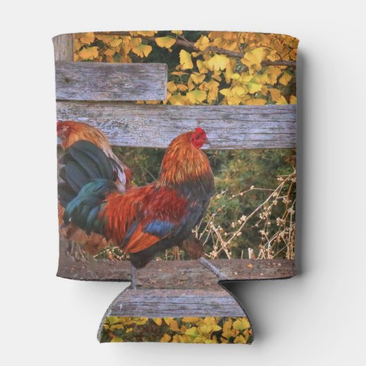 Super Cute Country Boerderij Rooster en Fence Blikjeskoeler (Achterkant)