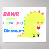 SUPER CUTE Dinosaur Poster RAWR small (Voorkant)