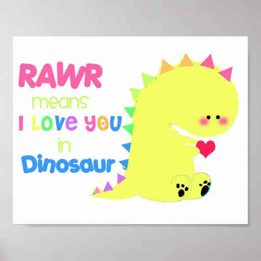 SUPER CUTE Dinosaur Poster RAWR small (Voorkant)