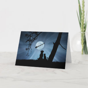 Super Cute Dog en Cat Prettige feestdagen met Sant Kaart