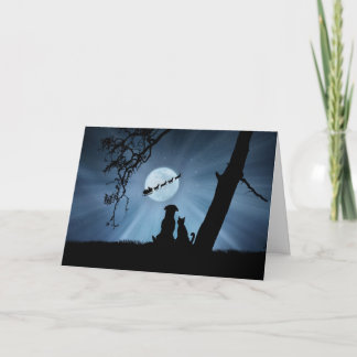 Super Cute Dog en Cat Prettige feestdagen met Sant Kaart