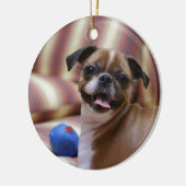 Super Cute dog met haar favoriete bal Keramisch Ornament (Links)