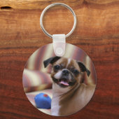 Super Cute dog met haar favoriete bal Sleutelhanger (Voorkant)