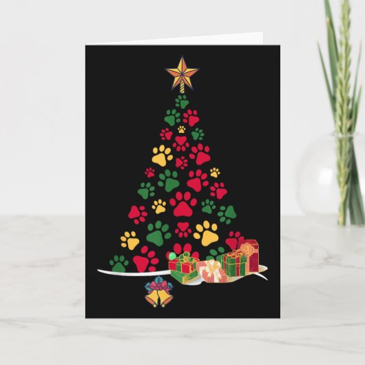 Super Cute Dog Paws Print Christmas Tree Kaart (Voorkant)