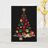 Super Cute Dog Paws Print Christmas Tree Kaart (Gele Bloem)