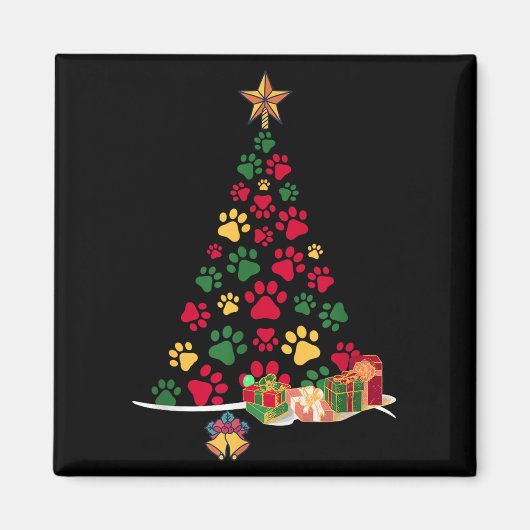 Super Cute Dog Paws Print Christmas Tree  Magneet (Voorkant)