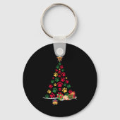 Super Cute Dog Paws Print Christmas Tree Sleutelhanger (Voorkant)