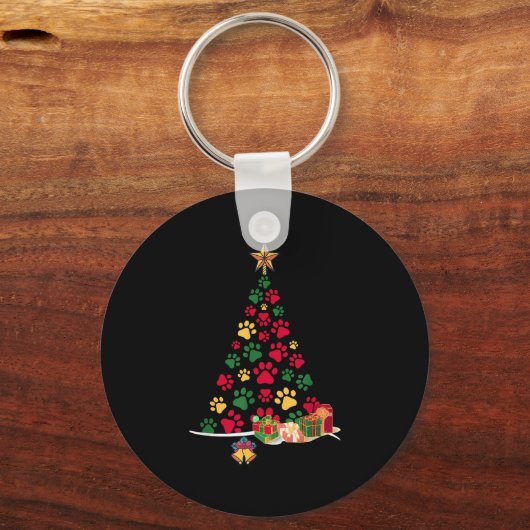 Super Cute Dog Paws Print Christmas Tree  Sleutelhanger (Voorkant)