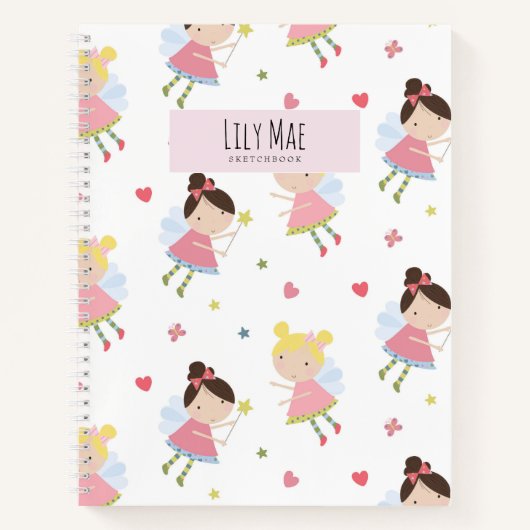 Super Cute Fairy roze Aangepast zakboek Notitieboek (Voorkant)