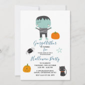 Super Cute Frankenstein boy Halloween Birthday Inv Kaart (Voorkant)