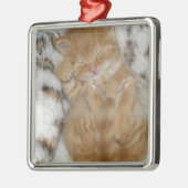 Super Cute Ginger Sleeping Kitten Metalen Ornament (Links)