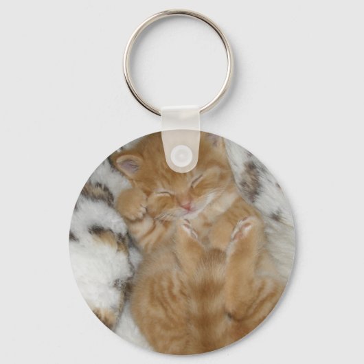 Super Cute Ginger Sleeping Kitten Sleutelhanger (Voorkant)