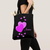 Super Cute Girly Black en Roze Hearts, aangepaste Tote Bag (Dichtbij)