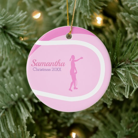 Super Cute Girly Pink Tennis Théleay Gift Keramisch Ornament (Boom)