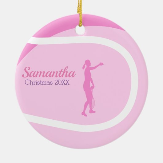 Super Cute Girly Pink Tennis Théleay Gift Keramisch Ornament (Achterkant)