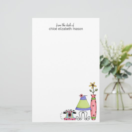 Super Cute Girly Stationery Briefpapier (Staand voorkant)