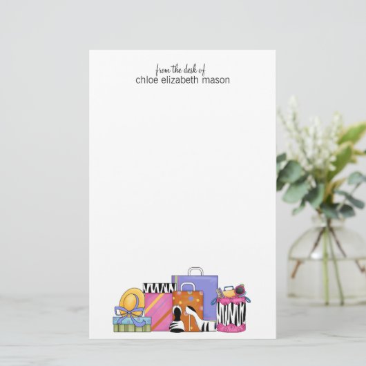 Super Cute Girly Stationery Briefpapier (Staand voorkant)