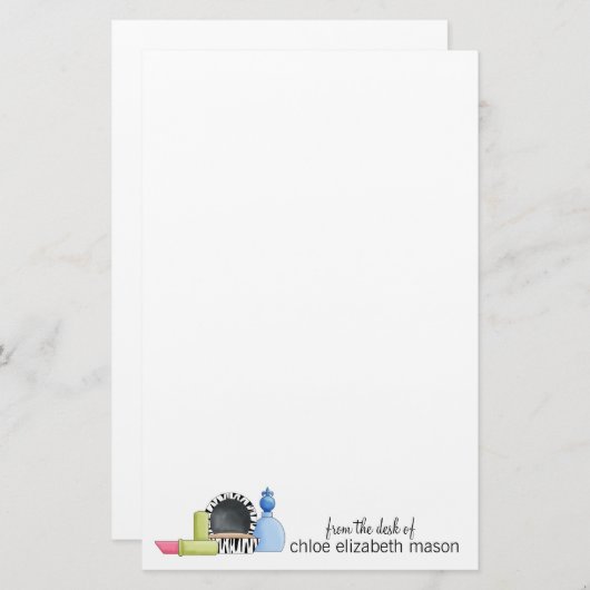 Super Cute Girly Stationery Briefpapier (Voorkant / Achterkant)