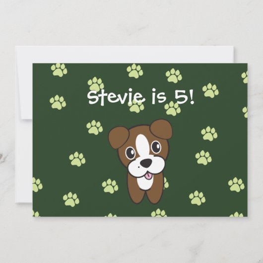 Super Cute Green Boxer Puppy Birthday Kaart (Achterkant)