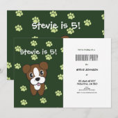 Super Cute Green Boxer Puppy Birthday Kaart (Voorkant / Achterkant)