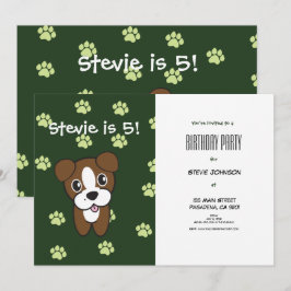 Super Cute Green Boxer Puppy Birthday Kaart
