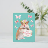 Super Cute Hamster/Mouse Birthday Party Uitnodiging Briefkaart (Staand voorkant)