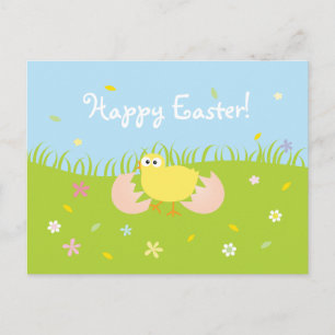 Super Cute Happy Easter Baby Chick Feestdagenkaart