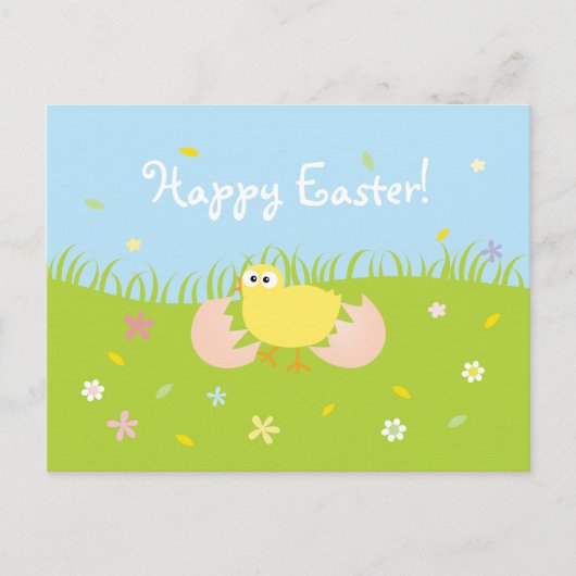 Super Cute Happy Easter Baby Chick Feestdagenkaart (Voorkant)