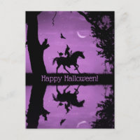 Super Cute Happy Halloween Witch en Unicorn Postc