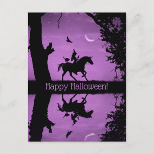 Super Cute Happy Halloween Witch en Unicorn Postc Briefkaart