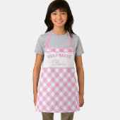 Super Cute Head Baker Pink Gingham Name Apron Schort (Insitu)