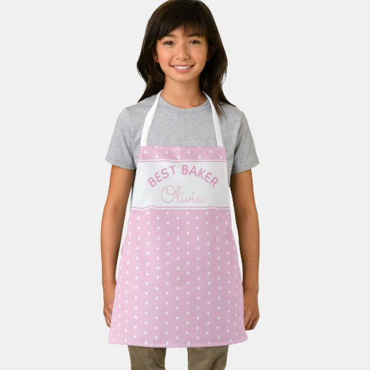 Super Cute Head Baker Pink Polka Dot Girly Baking Schort (Insitu)