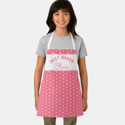 Super Cute Head Baker Pink Polka Dot Girly Baking Schort (Insitu)